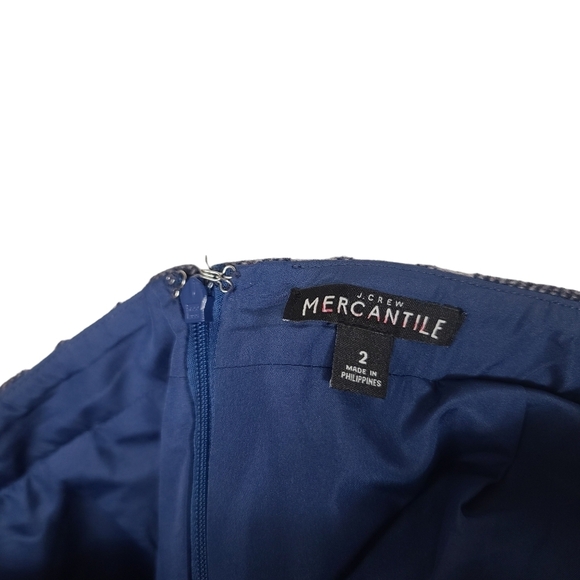 J. Crew Mercantile Plaid Blue Pink Ruffle Wool Blend Back Zip Mini Skirt 2 - Picture 4 of 7